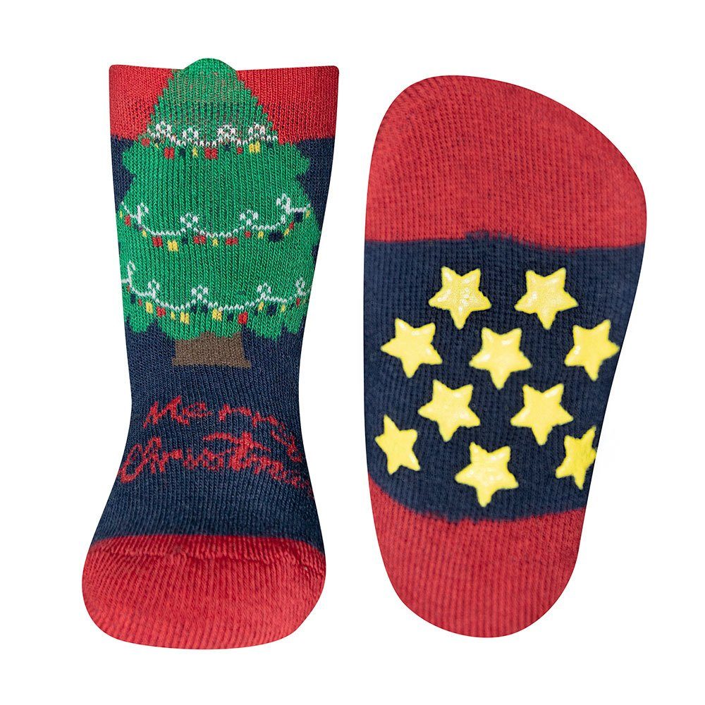 Ewers ABS-Socken Stoppersocken ABS Tannenbaum/Merry Christmas
