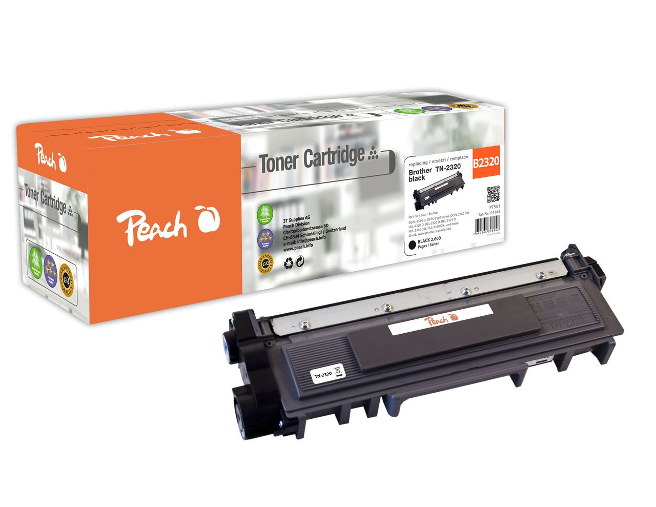 Peach Tonermodul schwarz ersetzt Brother TN-2320