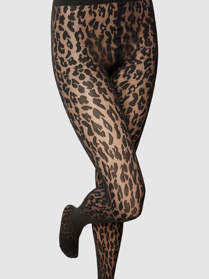 Strumpfhose mit Animal-Print Modell 'Josey' in schwarz