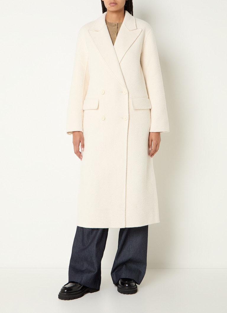 Cappotto doppiopetto Sandro in misto lana con tasche a patta