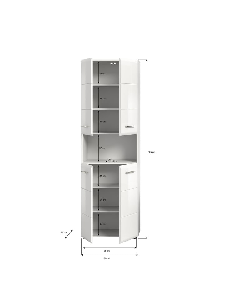 ebuy24 Hochschrank Ice Weiß 60 x 30 cm günstig kaufen onesize