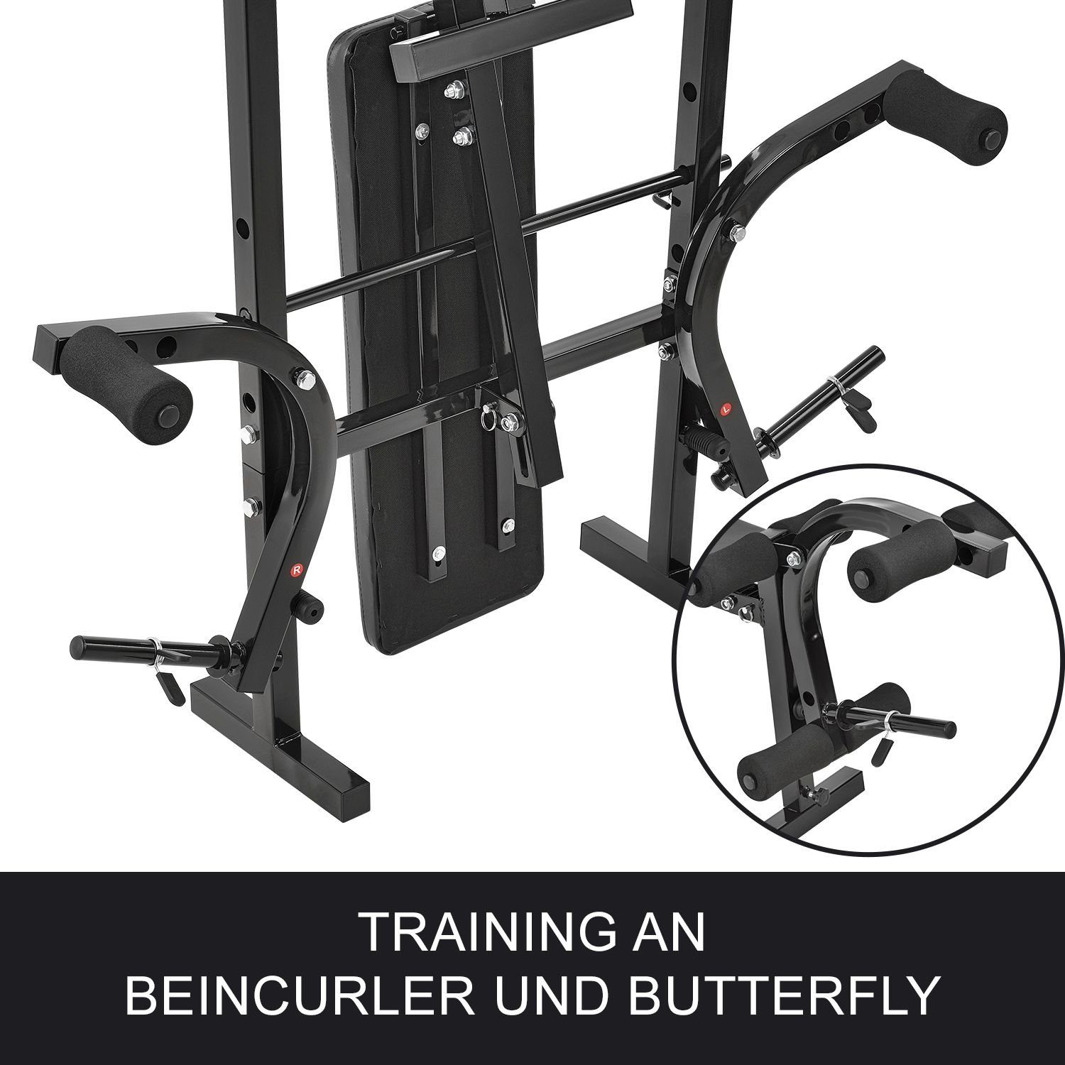 ArtSport Kraftstation ProfiGym 1000, (17-tlg., Hantelbank und Hantelset), Kurzhantel, Langhantel und Curlhantel
