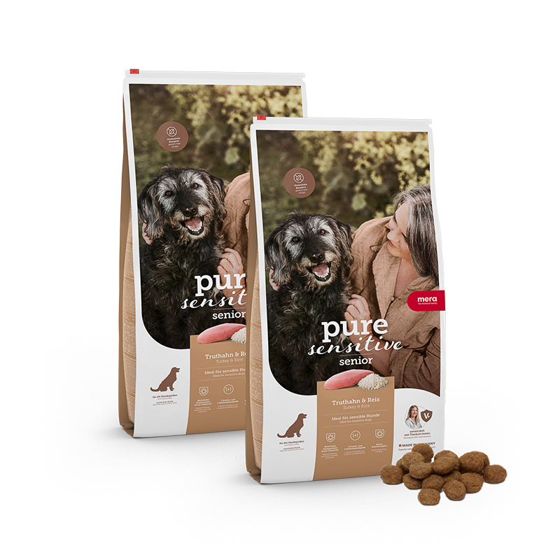 MERA Hundetrockenfutter MERA pure sensitive Senior Truthahn & Reis 2x12,5 kg