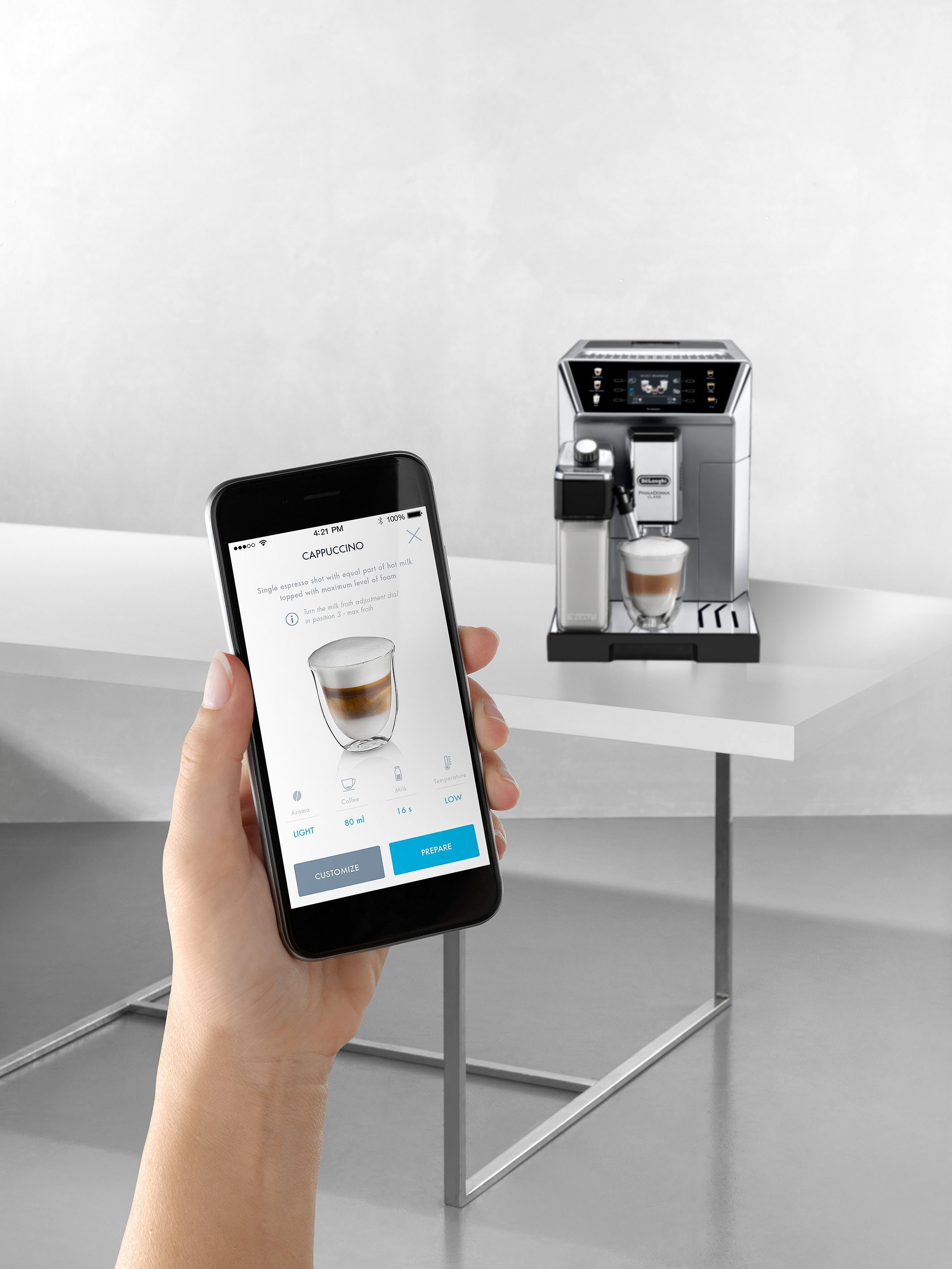 De'Longhi Kaffeevollautomat PrimaDonna Class ECAM 550.85.MS, silber