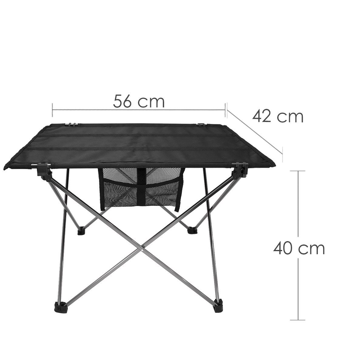 MidGard Klapptisch leichter Falttisch aus Aluminium-Gestänge und Polyesterbezug Schwarz
