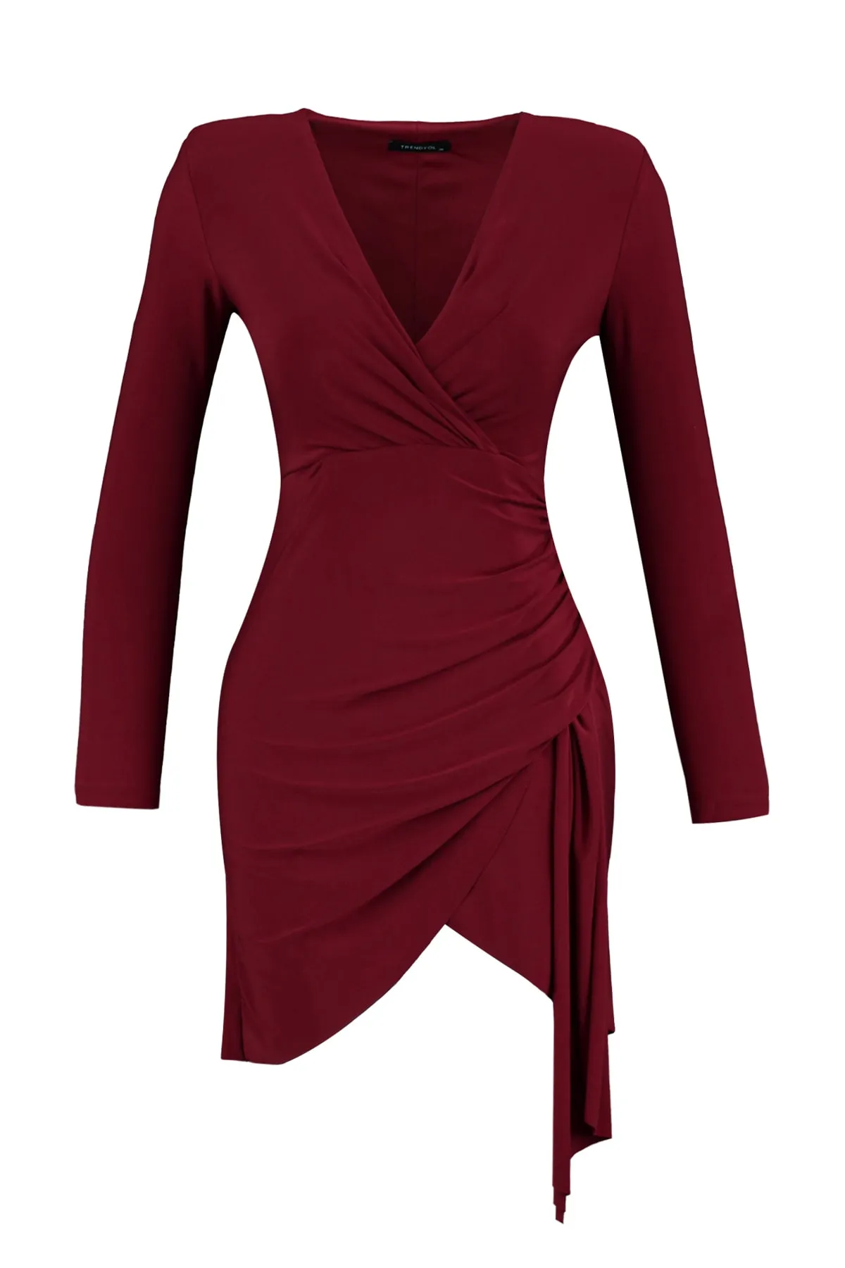 Trendyol Collection  Burgunderfarbenes, gestricktes, stilvolles Abendkleid TPRAW23EL00086