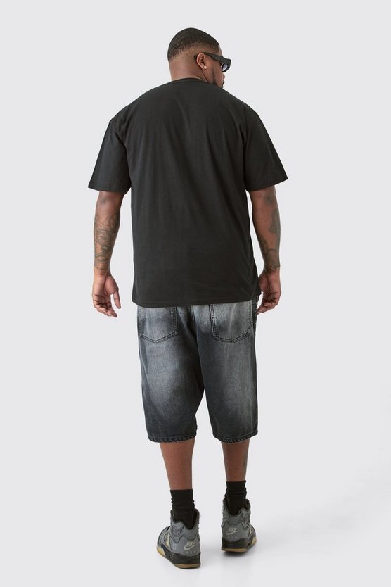 Plus schwarzes T-Shirt mit Evil Teddy Print