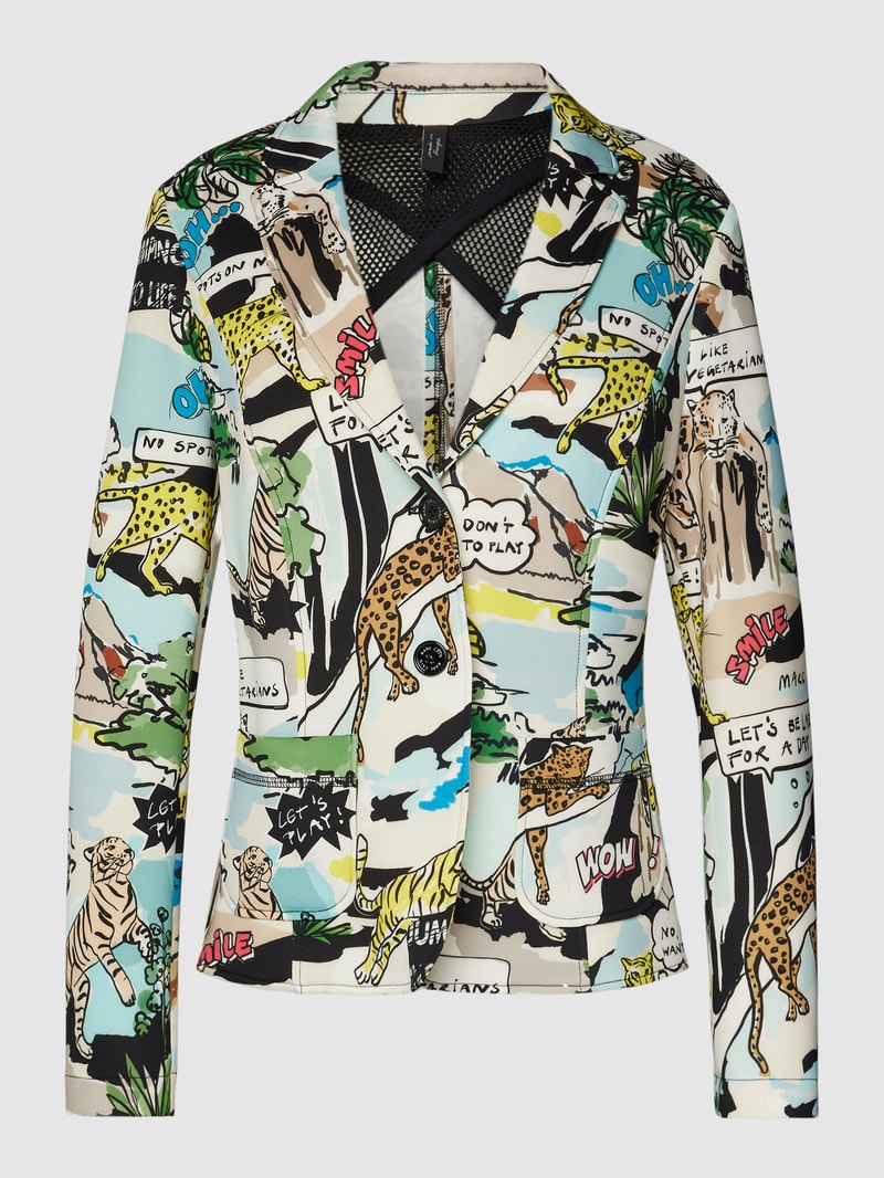 Blazer mit Allover-Motiv-Print in petrol