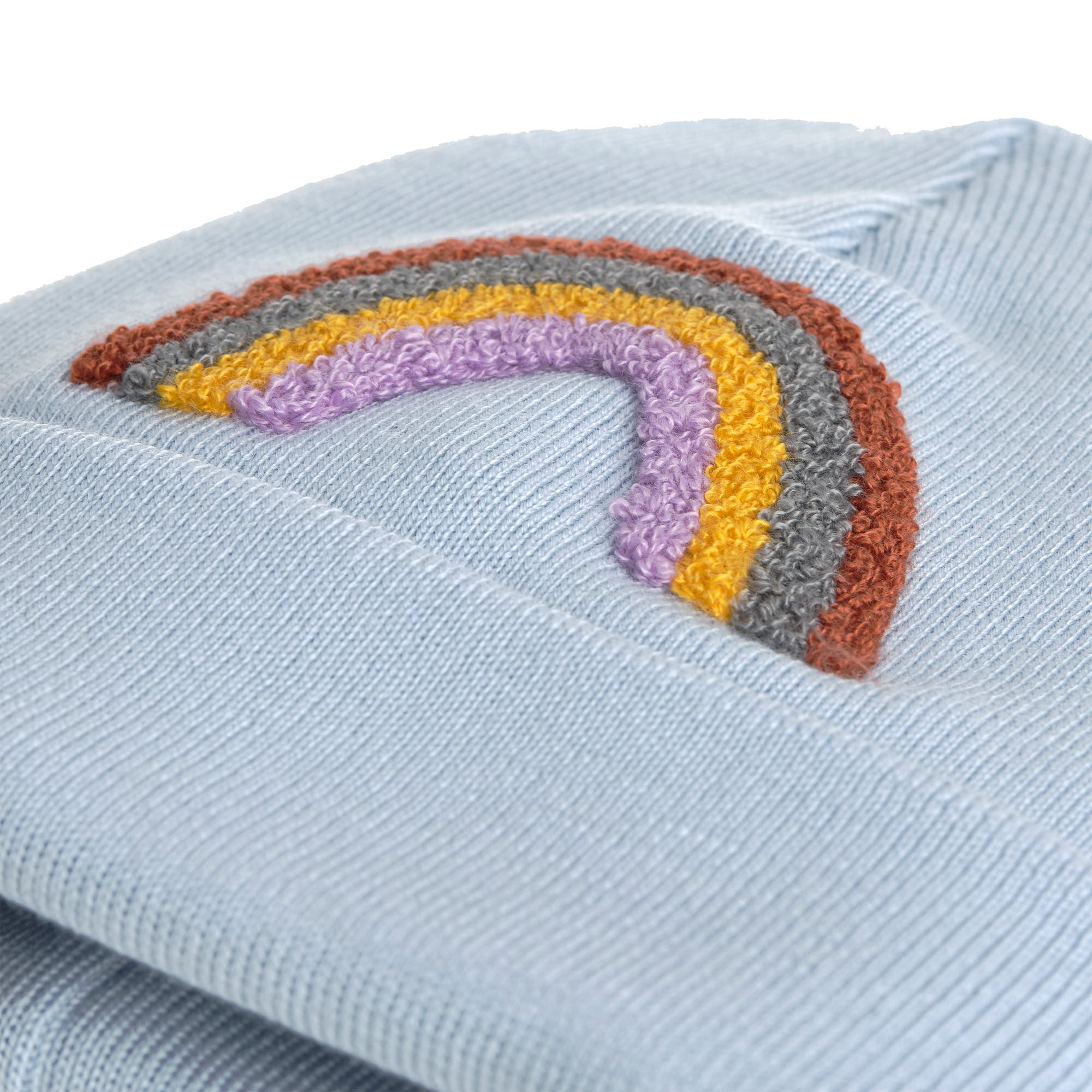 Beanie Mütze Kinder - Merino Wolle, Little Gang, Regenbogen Hellblau