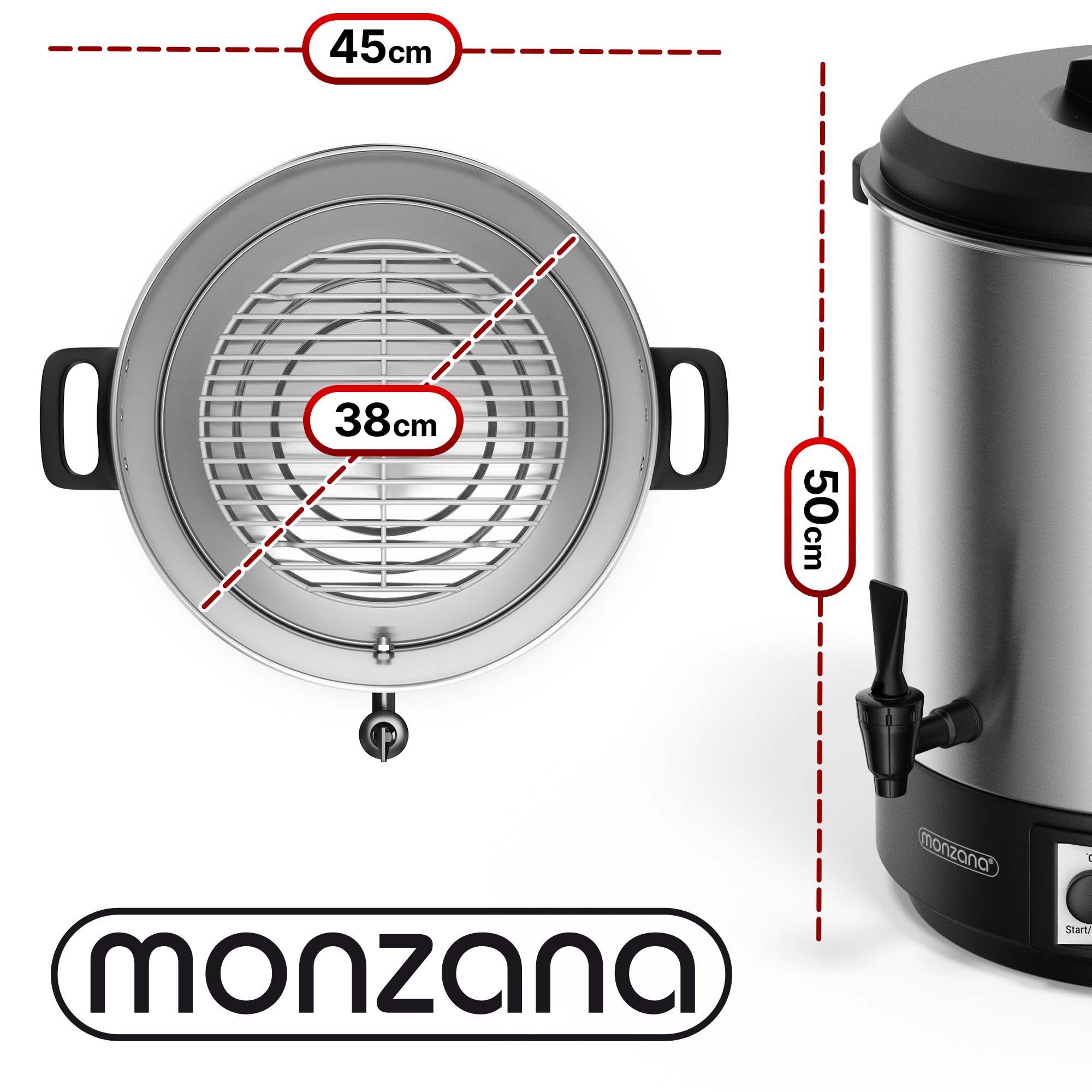 monzana Einkoch- und Glühweinautomat, 1800 W, 28 L Glühweinkocher LCD Display Einkochtopf mit Timer