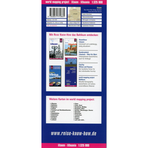 Reise Know-How Landkarte Litauen und Kaliningrad 1 : 325.000 - Straßenkarte