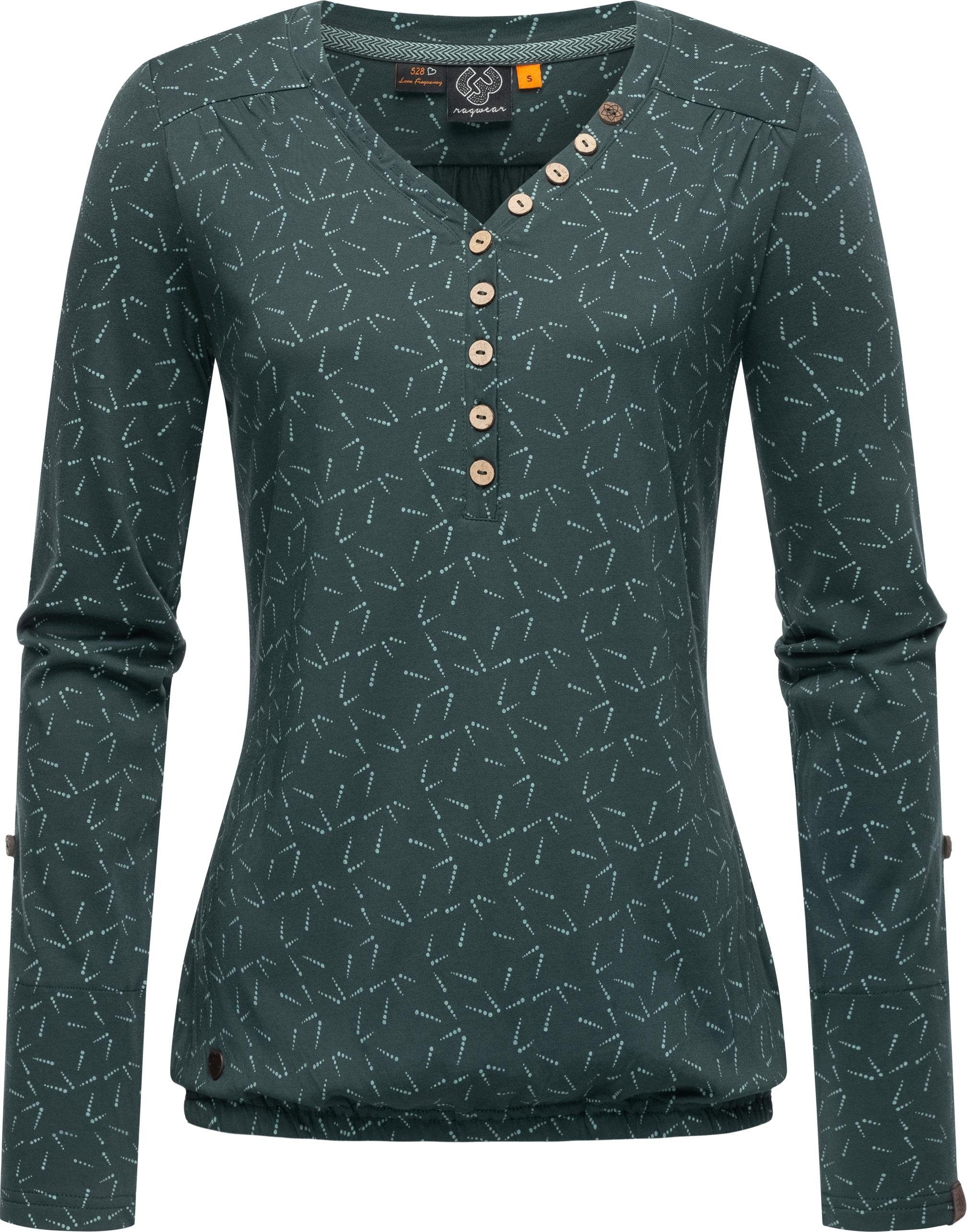 Ragwear Langarmshirt Pinchi Dots Stylisches Damen Longsleeve mit Knöpfen