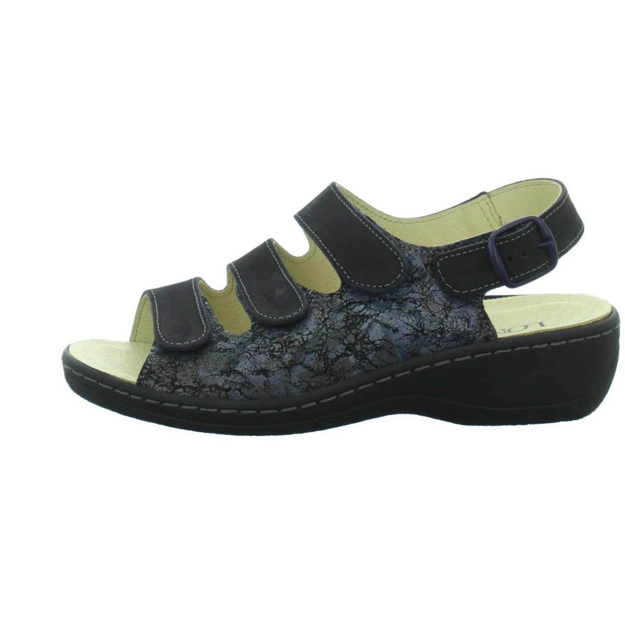 LONGO Komfort Sandalen schwarz Bequem-Pantolette,schwarz/navy