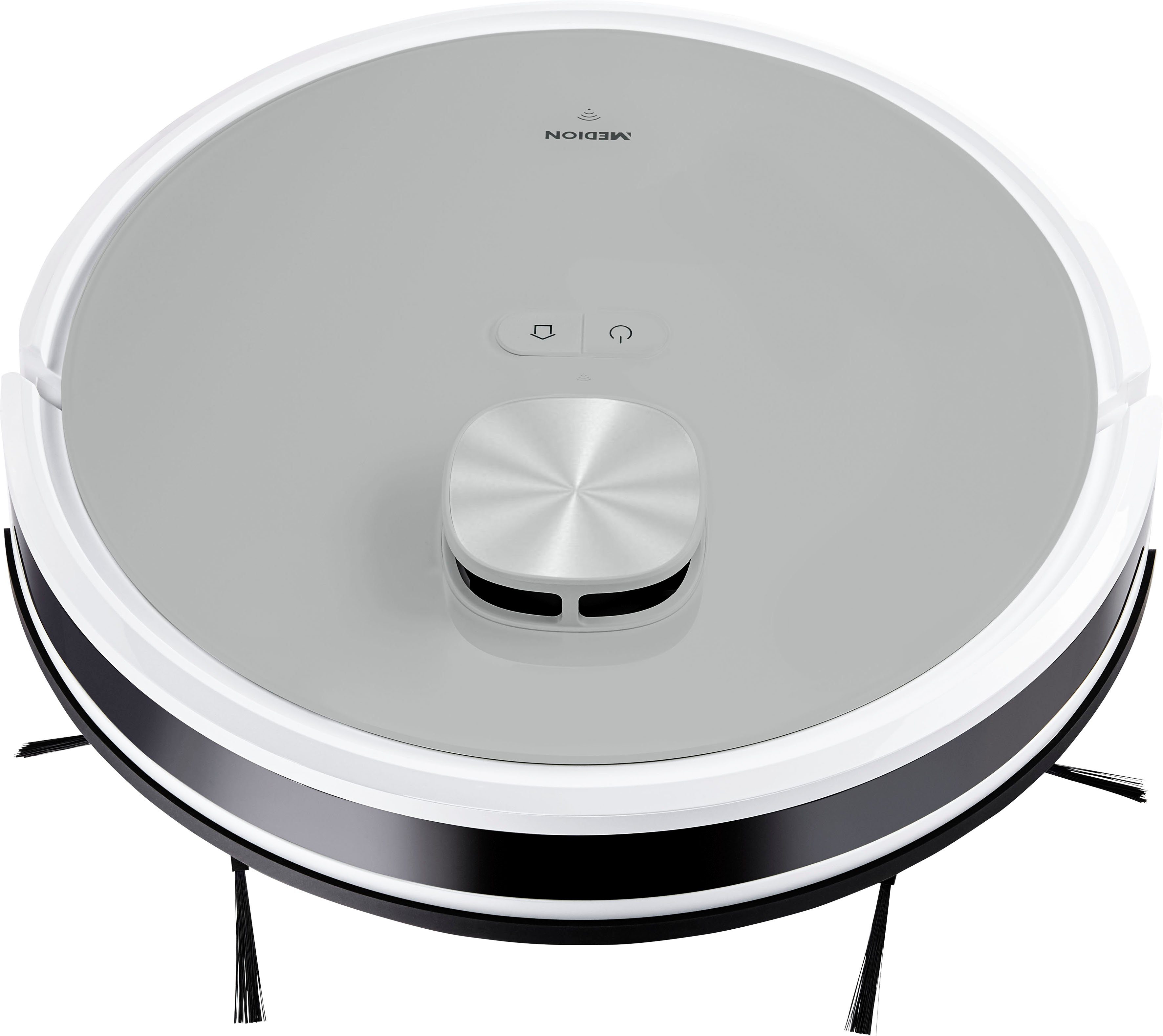 Medion® Nass-Trocken-Saugroboter Saug- und Wischroboter mit Absaugstation (X21 SW), App Steuerung und automatische Entleerung