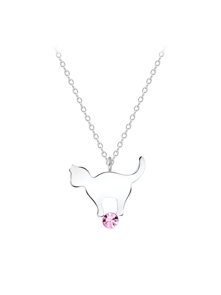 Alexander York Kette mit Anhänger KATZE mit Kristall light rose in 925 Sterling Silber, 2-tlg. günstig kaufen onesize