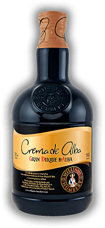 Crema de Alba Crema de Alba Auf Basis des spanischen Brandys -Gran Duque de Alba- hergestellter Creme-Likör. 0,7	 Liter - Vol 17%