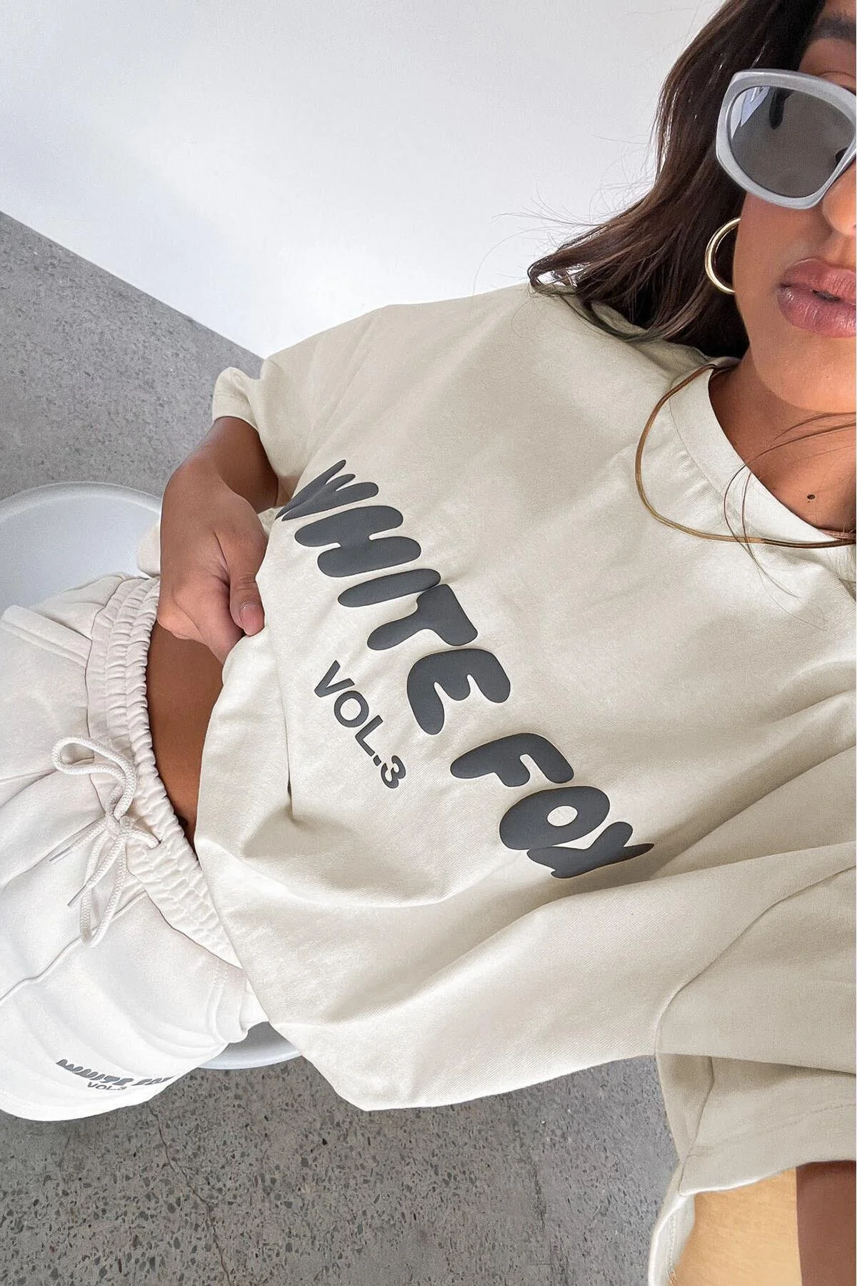 Madmext  Ecru bedrucktes Damen-T-Shirt mit Rundhalsausschnitt Mg1706