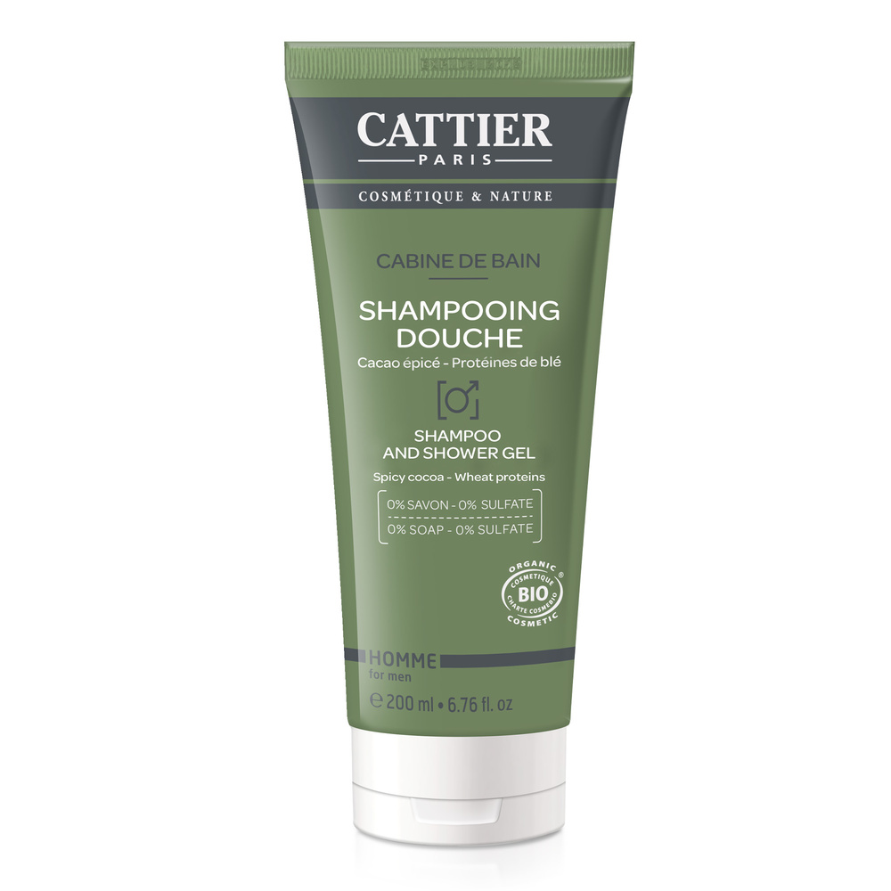 cattier Shampooing Douche - Cabine de Bain - 200 ml Soins Homme