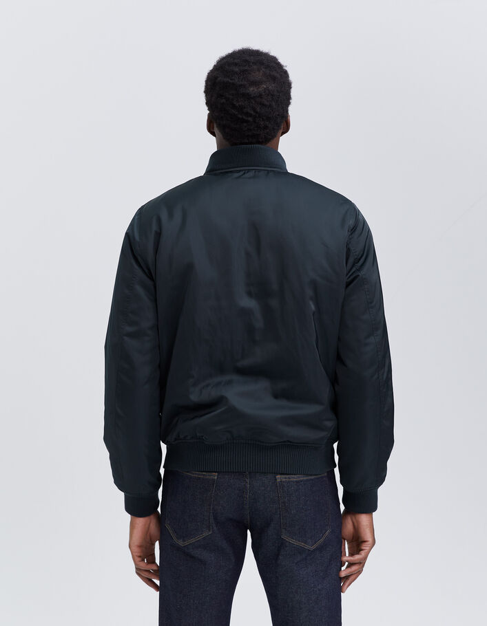 Bomber marine en nylon capuche amovible Homme