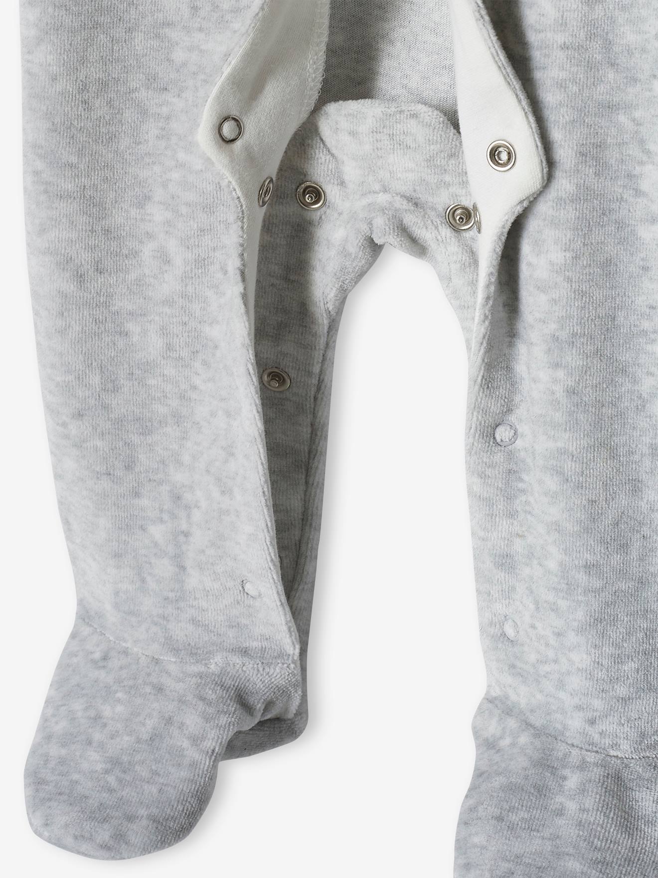 Vertbaudet Baby Samt-Strampler, Koala Oeko-Tex - grau meliert