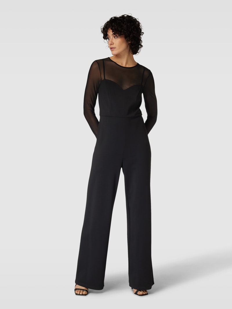Jumpsuit mit semitransparentem Oberteil in black