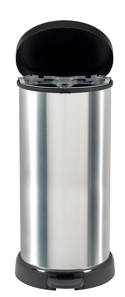 Curver DECOBIN Abfalleimer 40L mit Fußpedal silber metallic