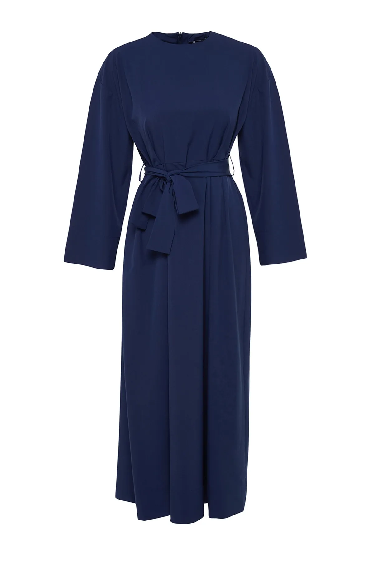 Trendyol Modest  Marineblaues, gewebtes Kleid aus Fallschirmstoff mit Taillengürtel und weiter Passform TCTSS23EB00251