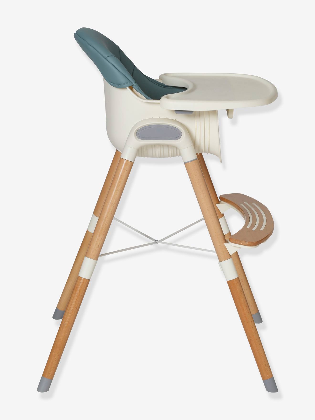 Chaise haute évolutive 2 hauteurs vertbaudet High & Low gris/bois