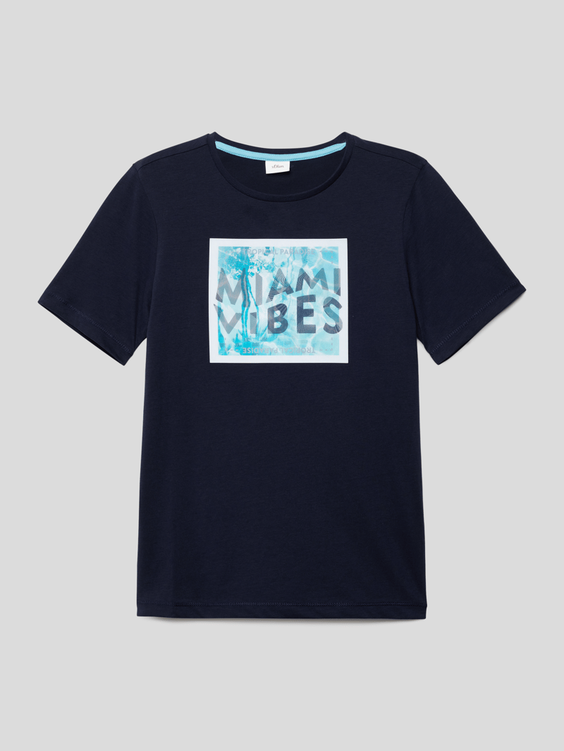 T-Shirt mit Motiv-Print in marineblau