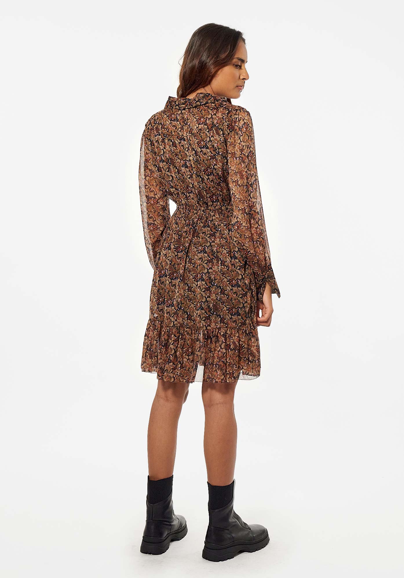 NAWA   Robe fleurie marron Femme