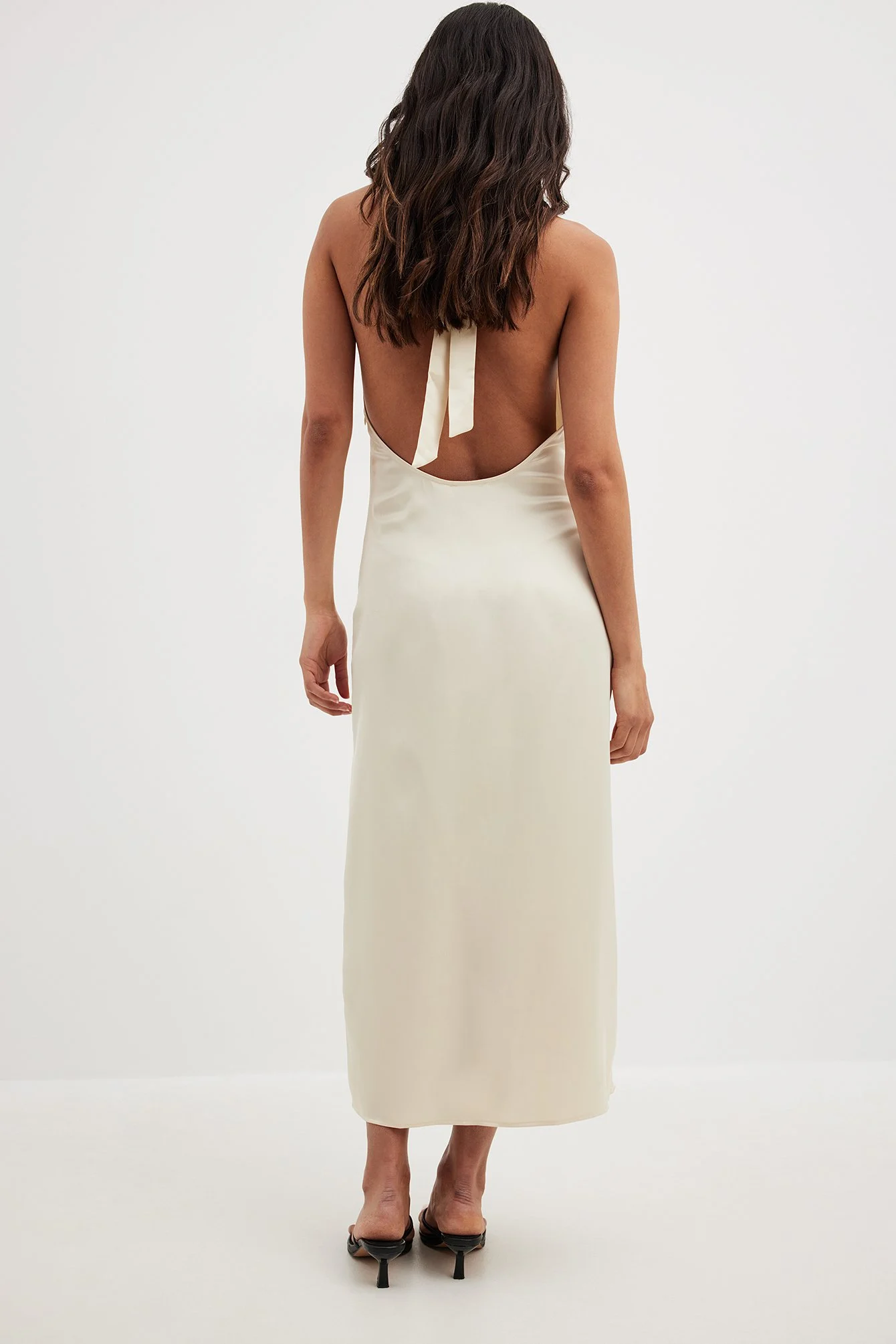 Twisted Front Satin Midi Dress