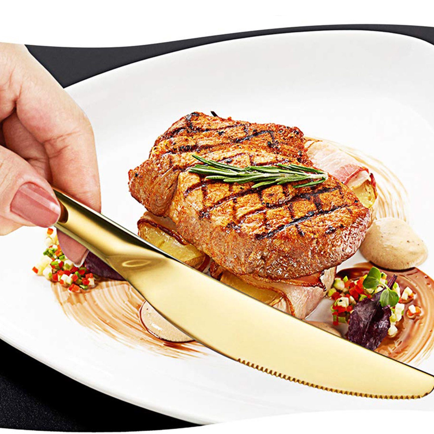 Bedee Besteck-Set Besteck 24 Stücke für 6 Personen, Besteckset, Besteckset aus Edelstahl, Spiegelpolierter Design für Küche/Restaurant