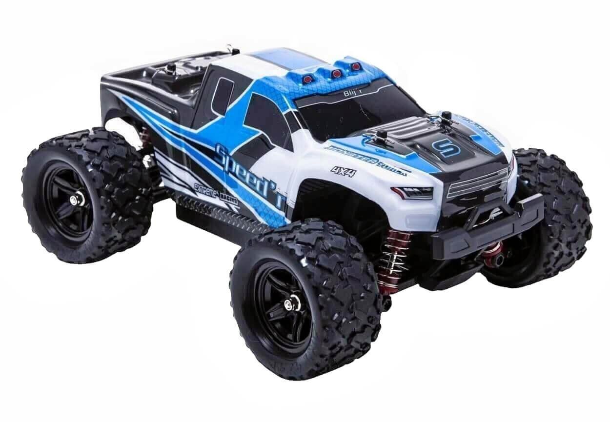 Blij´r RC-Auto Speed´r ferngesteuertes RC Auto 45 km/h, 1:18, 2 Akkus, Monstertruck (Komplettset), Ersatzkarosserie