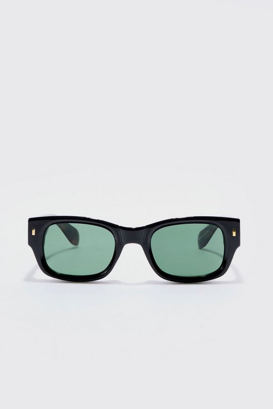Klobige Sonnenbrille mit Schildplatt-Detail in Schwarz
