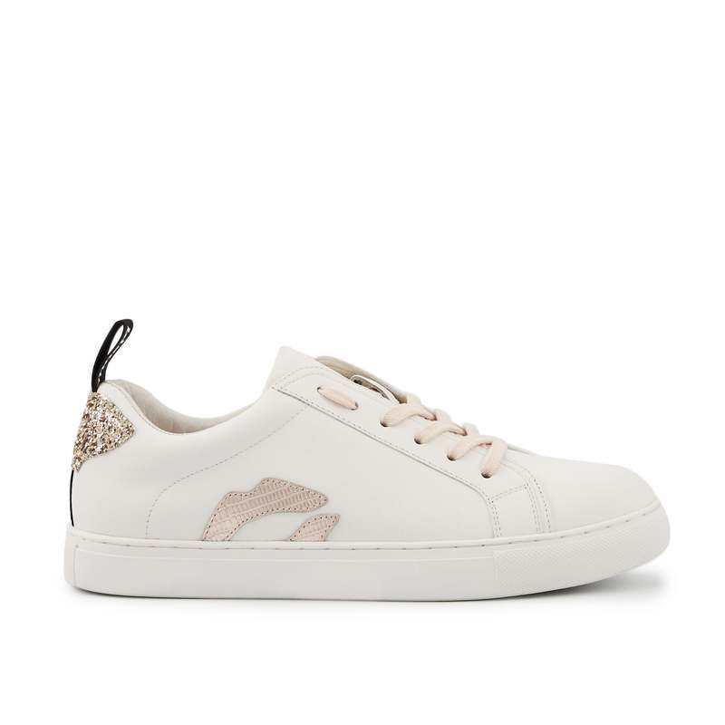 Baskets en cuir Betty lezard metallic rose gold