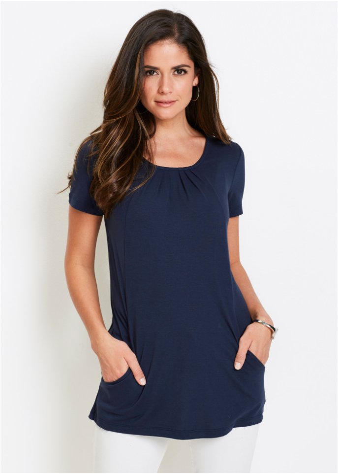 Longshirt mit rundhals Dekollete