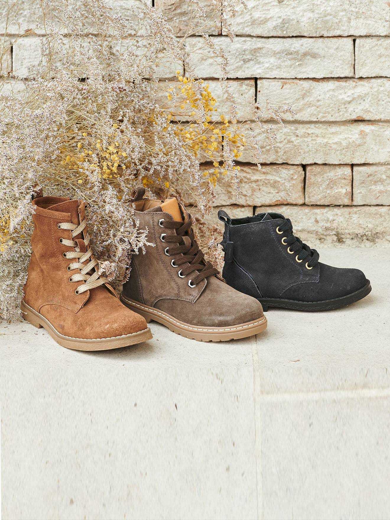 Vertbaudet Mädchen Boots mit Schnürsenkel + Reißverschluss - braun