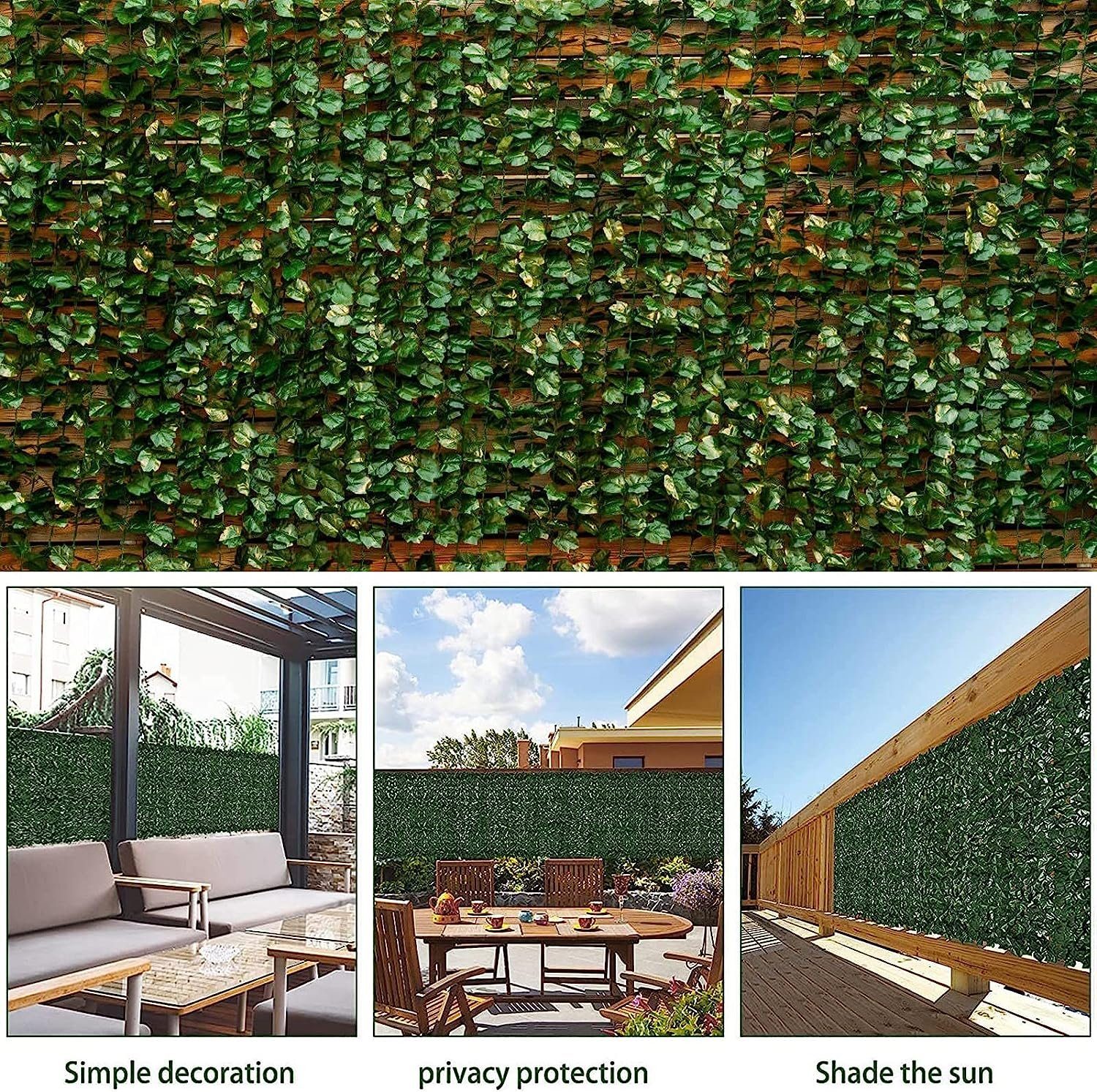 BlingBin Balkonsichtschutz 300x100cm Blätter Zaun Grün Sichtschutz Windschutz Zaun Garten Balkon Künstlicher dekorativer Zaun