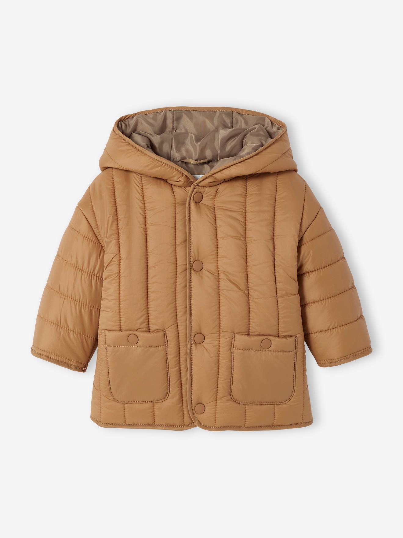 Manteau bébé matelassé avec capuche marron