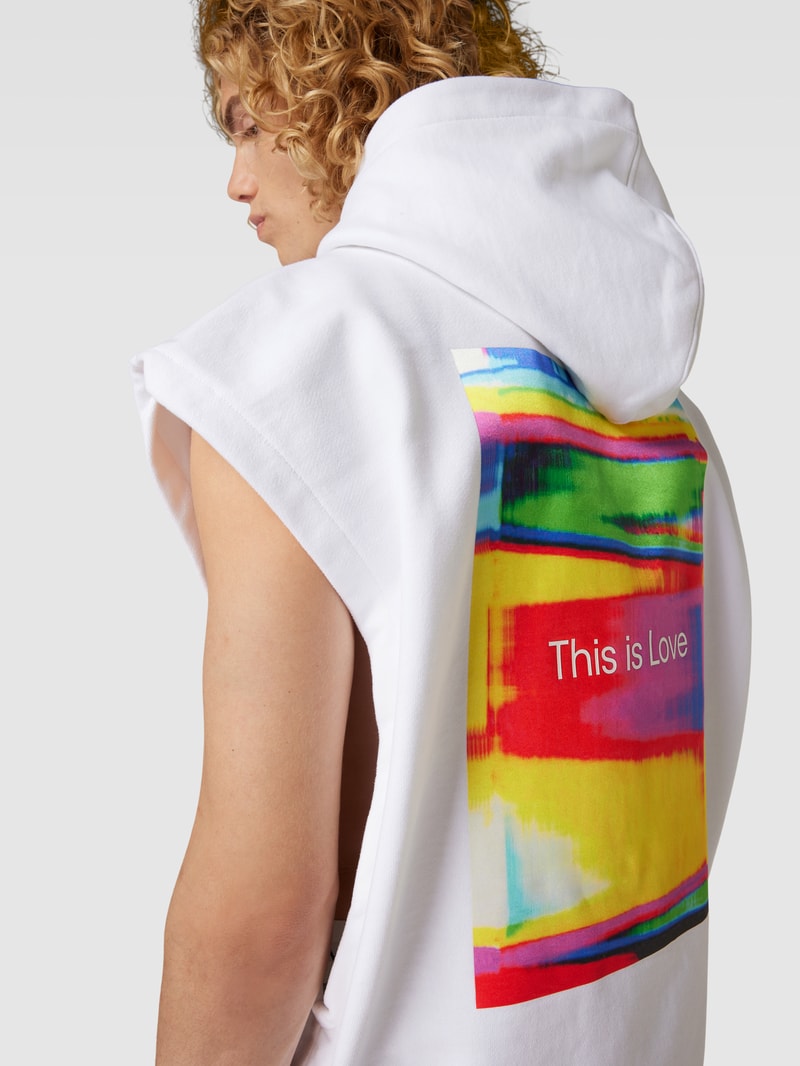 Oversized Hoodie mit Label-Print in weiss
