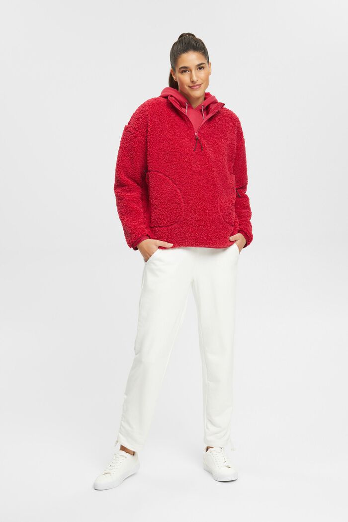 Sweatshirt aus Teddyfleece mit halbem Zipper