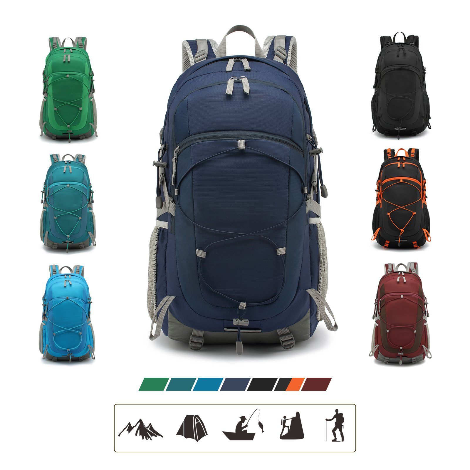 TAN.TOMI Kletterrucksack 40L Outdoor-Rucksack mit Regenschutzhülle (Ausgestattet mit 1-Rucksack und 1-Regenabdeckung, Einschließlich Regenschutz), Kompressionsgurte für Trekkingstöcke, Schlafsack, Decke etc.