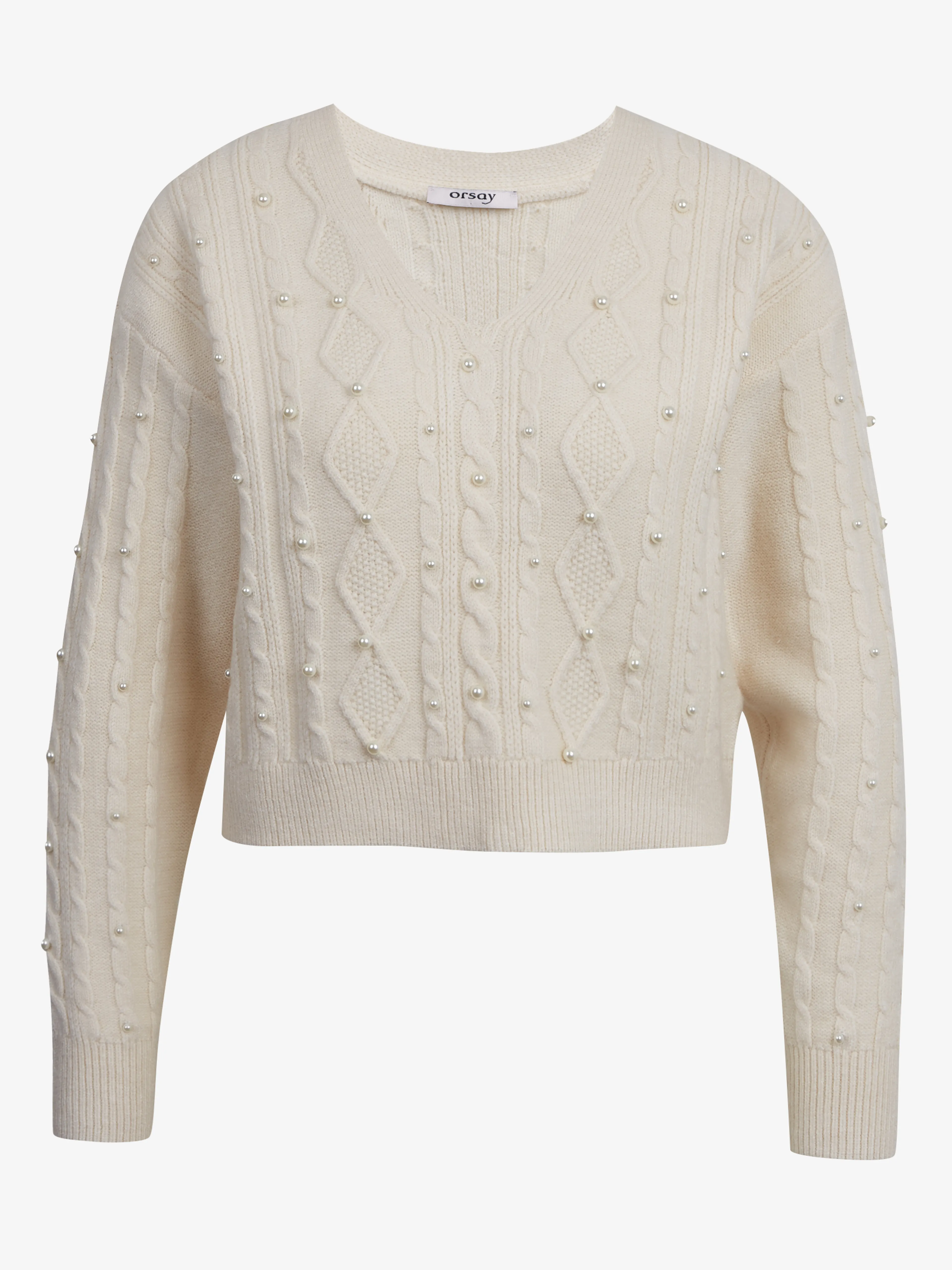Cremefarbener Damen-Cropped-Pullover ORSAY