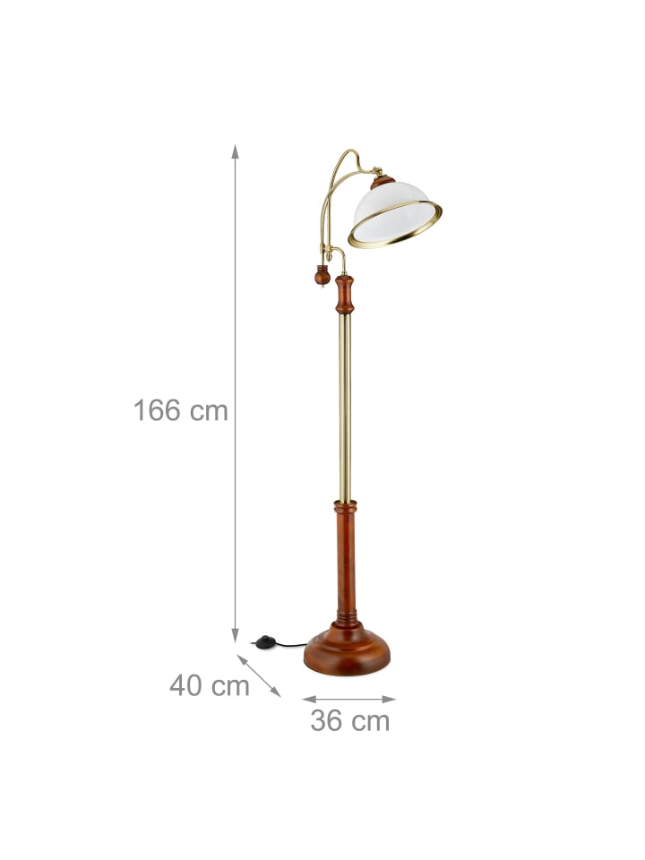 relaxdays Stehlampe in Gold/Braun - (B)40 x (H)166 x (T)36 cm günstig kaufen onesize