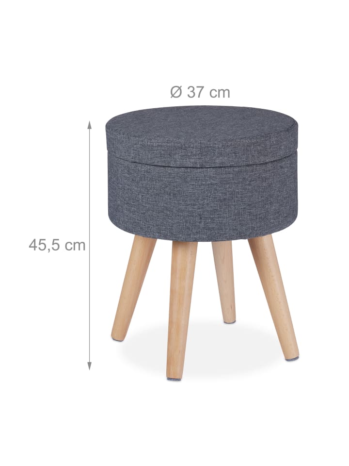 relaxdays Sitzhocker in Grau/ Natur - (H)45,5 x Ø 37 cm günstig kaufen onesize