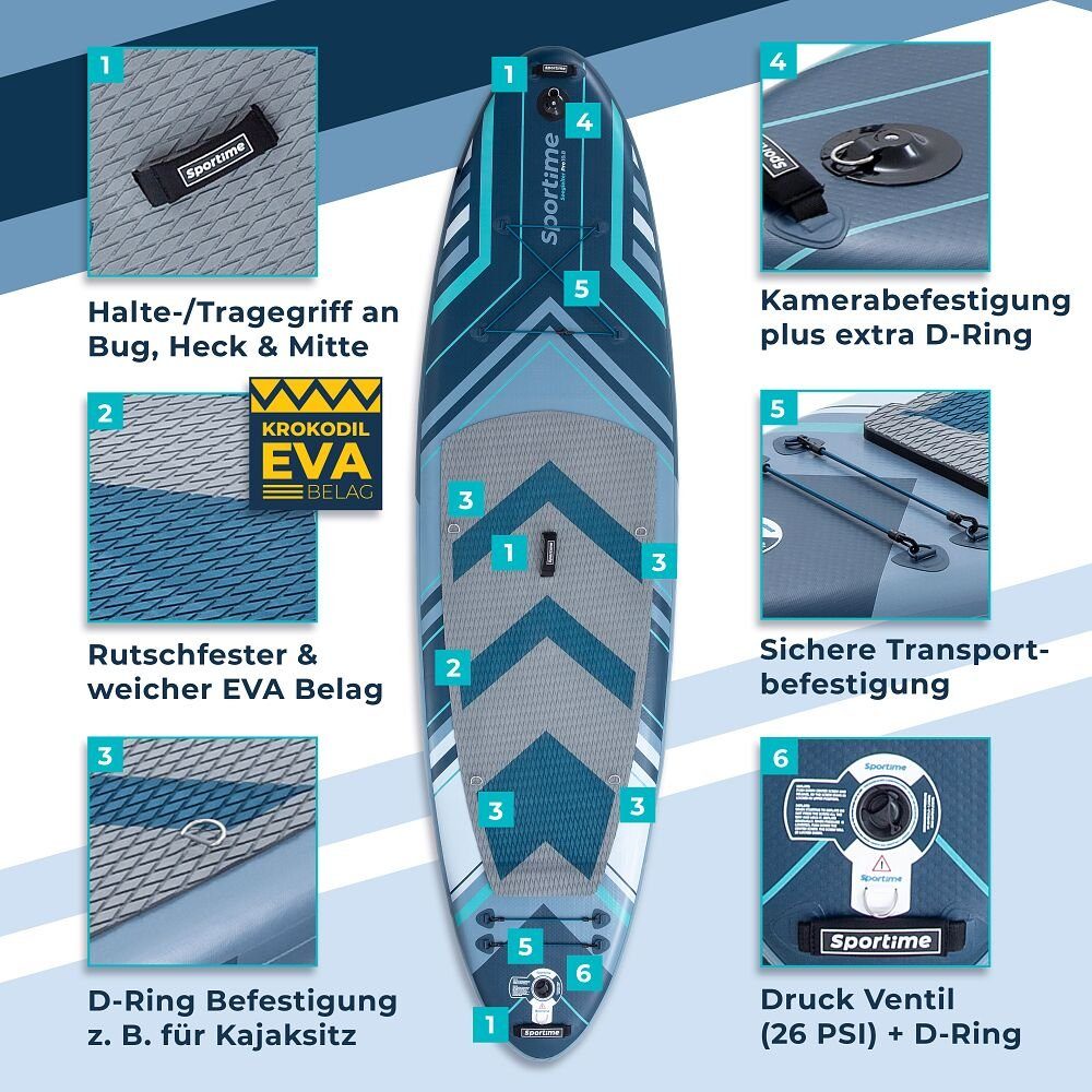 Sportime SUP-Board Stand Up Paddling Board Seegleiter Pro Kajak-/Hybrid-Set, Spitzen Board aus der Gladiator-SUP-Board Serien-Fertigung