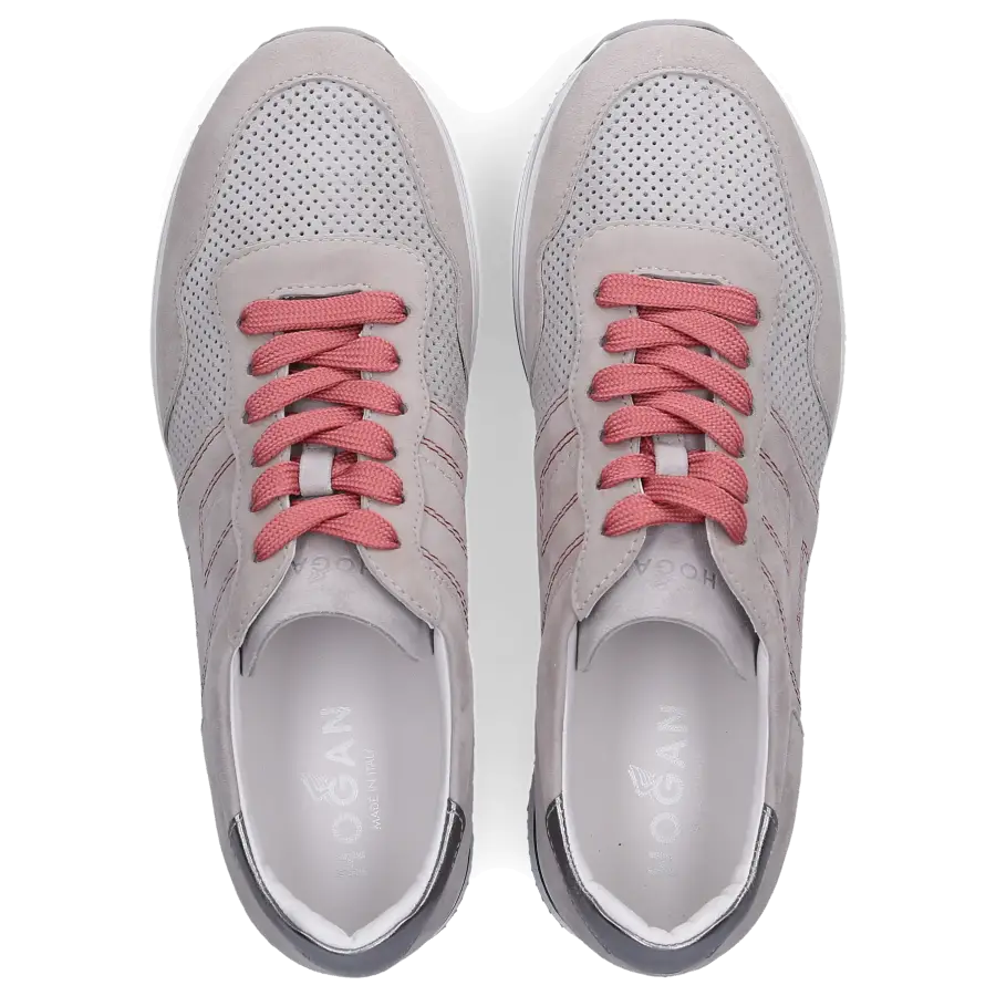 Hogan - Sneaker low H483 Veloursleder Logo silber - grau