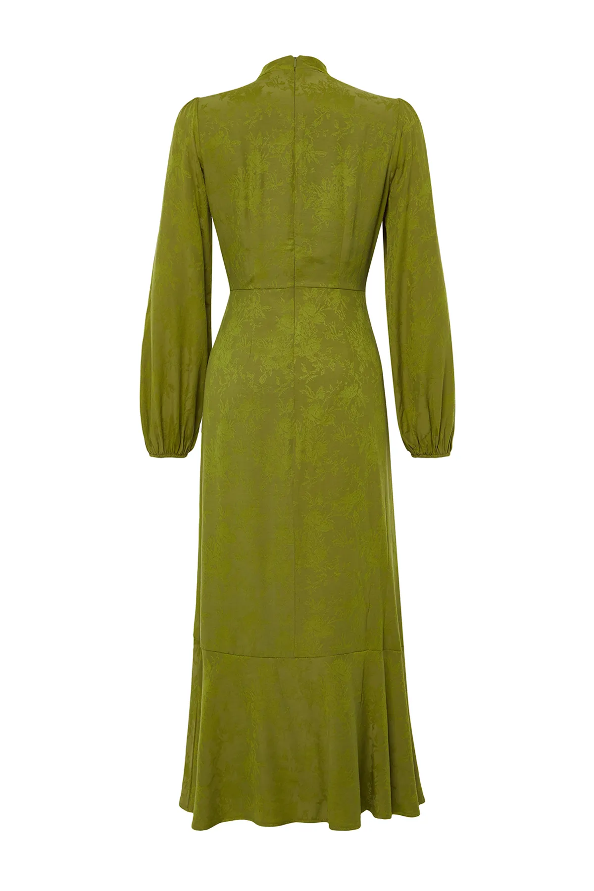 Trendyol Modest  Khakifarbenes Jacquard-Kleid mit Blumenmuster TCTSS24EB00064