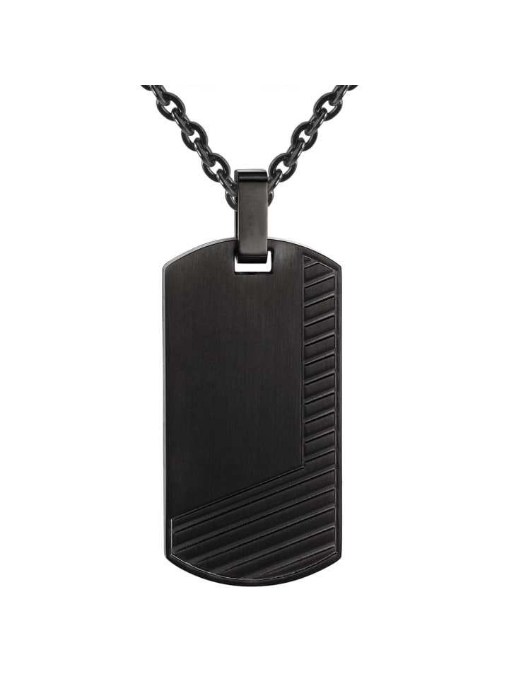 True Rebels Kette mit Anhänger Edelstahl schwarz in schwarz günstig kaufen 50 cm