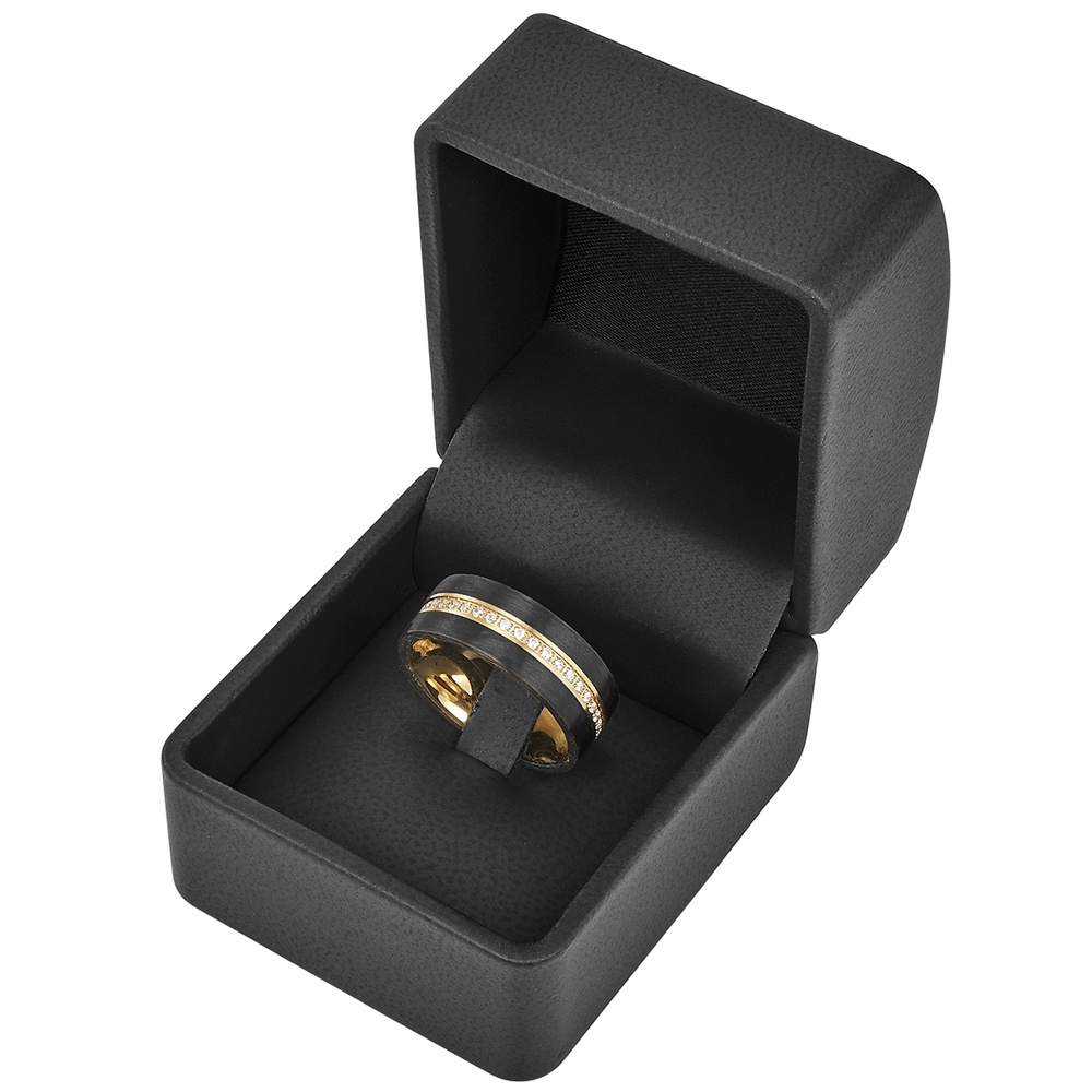 Trilani Bague en acier inoxydé Acier inoxydable Oxyde de zirconium (CZ) en Or jaune Bague